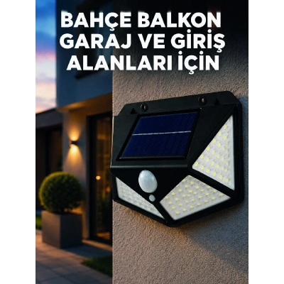 Solar LED Bahçe Aydınlatma Lambası 3 Işık Modlu Sensörlü Duvar Tipi Dış Mekan