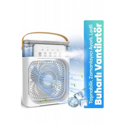 Taşınabilir Işıklı 5 Spreyli Vantilatör Buzlu Buharlı Vantilatör Mini Fan Nemlendirici