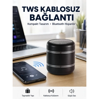Taşınabilir Silindir Tasarım Bluetooth 5.0 Hoparlör Yüksek Bas Performanslı Yeni Nesil