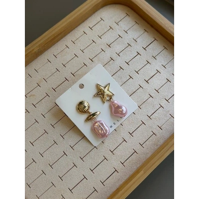 Taşlı Küpe - Pembe