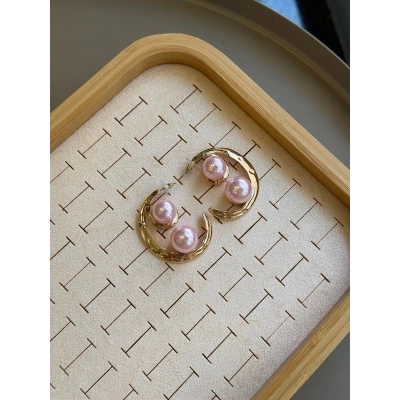 Taşlı Küpe - Pembe