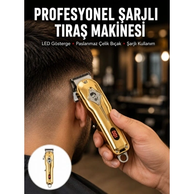 Type-C Şarjlı LCD Ekranlı Profesyonel Saç Sakal Tıraş Makinesi Yeni Nesil