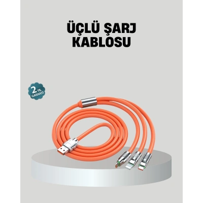 ÜÇLÜ Şarj Kablosu – Yüksek Hızlı, Dayanıklı ve Uzun Ömürlü