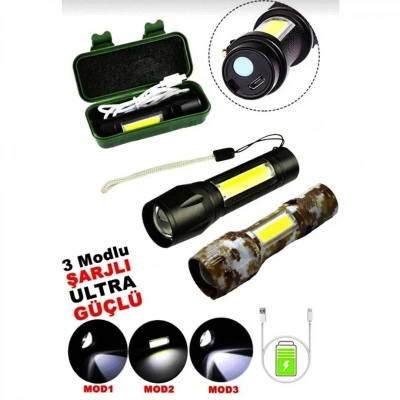 USB Şarjlı El Feneri 2 in 1