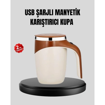 USB Şarjlı Manyetik Karıştırıcı Kupa Otomatik Karıştırma Paslanmaz Çelik