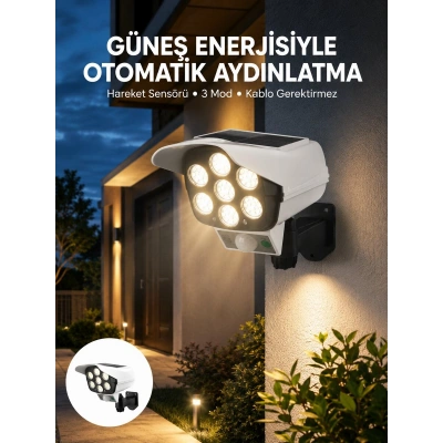 Uzaktan Kumandalı Güneş Enerjili LED Güvenlik Lambası Kamera Tipi Hareket Sensörlü Yeni Nesil