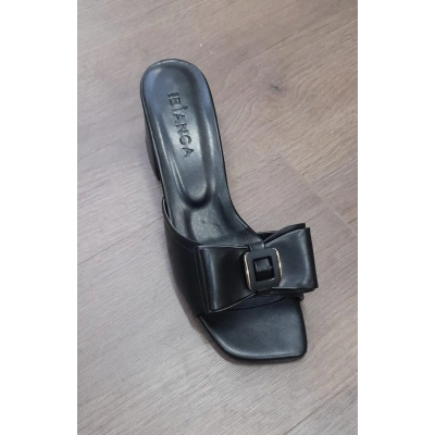 Veor Siyah Cilt Topuklu Terlik