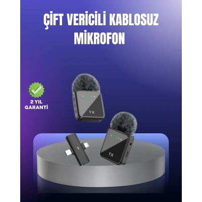 Vlog Podcast ve Röportajlar İçin Kablosuz Çift Yaka Mikrofon