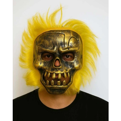 Wild Skull - Bakır Kafatası Sarı Saçlı İskelet Maske