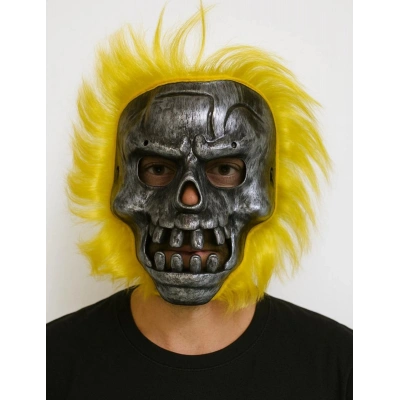 Wild Skull - Metal Kafatası Sarı Saçlı İskelet Maske