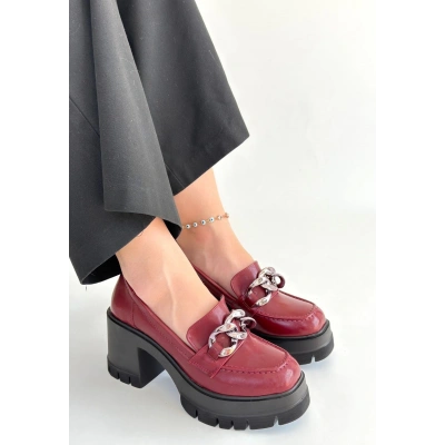 HERŞEYTREND Winar Bordo Rugan Doldu Topuk Ayakkabı