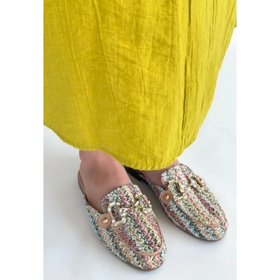 Yenda Renkli Dokumalı Terlik