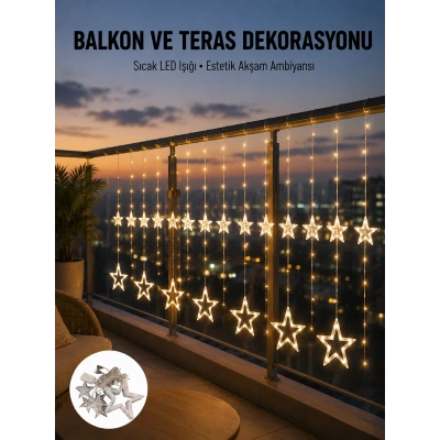 Yıldız Figürlü Perde Peri Led 3x3 Metre Dekoratif Işık Yeni Nesil