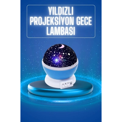 Yıldızlı Gece Lambası Mor Projeksiyon Görünümlü Masa Lambası Renk Değiştirebilen