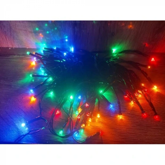 HERŞEYTREND 10m 100 LED Pilli 2 Kademeli RGB Işık Siyah Kablo