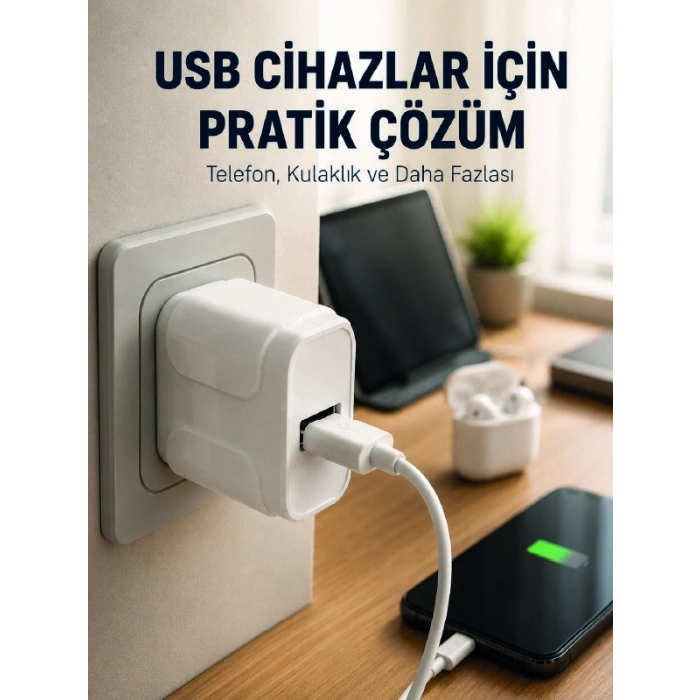 12W USB Şarj Adaptörü 5V 2.4A Hızlı ve Güvenli Şarj Başlığı