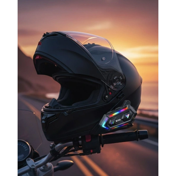 16 Mod RGB Işıklı Motosiklet Intercom Çift Telefon Destekli