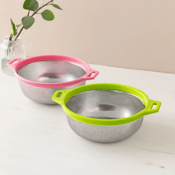 21 cm Kulplu Metal Süzgeç - Çelik Sepet