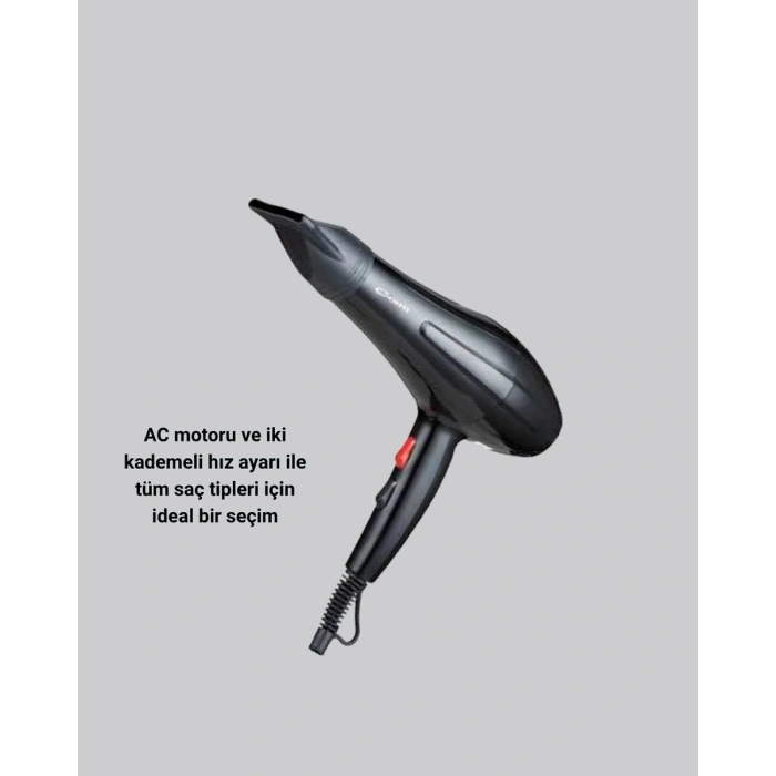 2200W Fön Makinesi – Profesyonel AC Motor, Soğuk ve Sıcak Üfleme