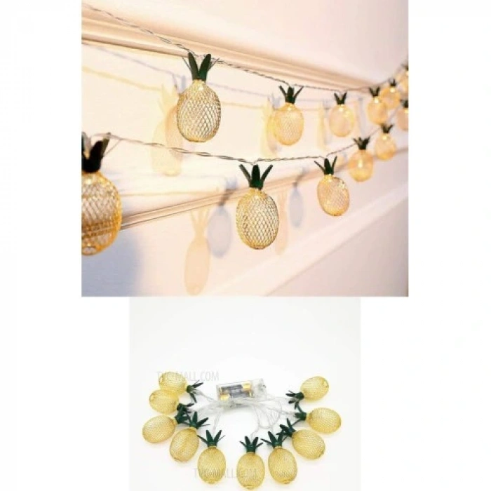 HERŞEYTREND 2 Metre 10 LED Pilli 2 Kademeli Ananas Led Işık