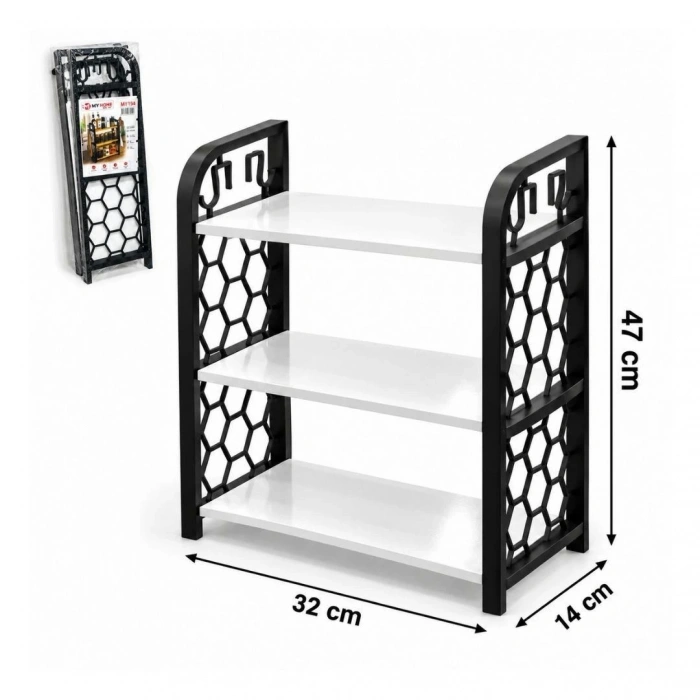 3 Katlı Ahşap Raflı Organizer