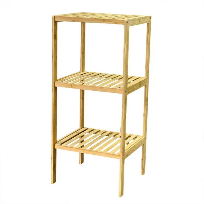 3 Katlı Çok Amaçlı Ahşap Bambu Raf Organizer 36x32x80 cm