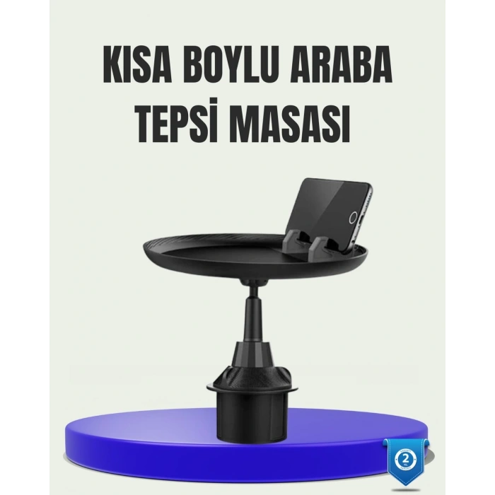 360° Döner Araç Bardaklık Tepsisi Geniş Yemek Alanlı Telefon Standlı