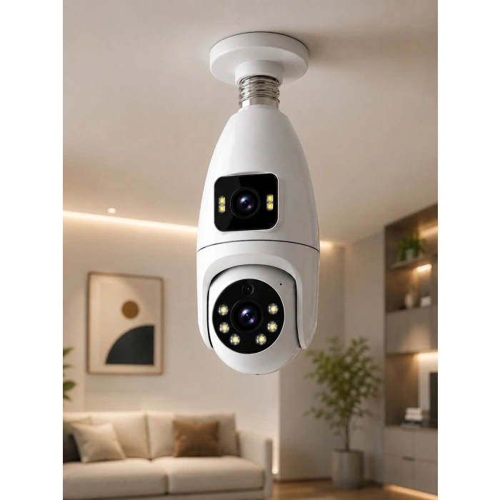 360° Ev İzleme Wi-Fi Çift Lens Akıllı Ampul Kamera