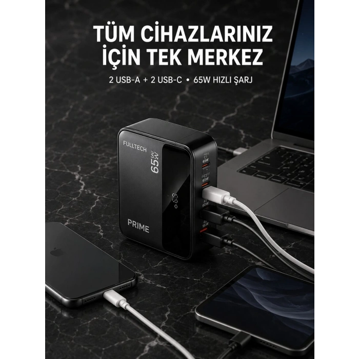 4 Portlu GaN Masaüstü Hızlı Şarj İstasyonu