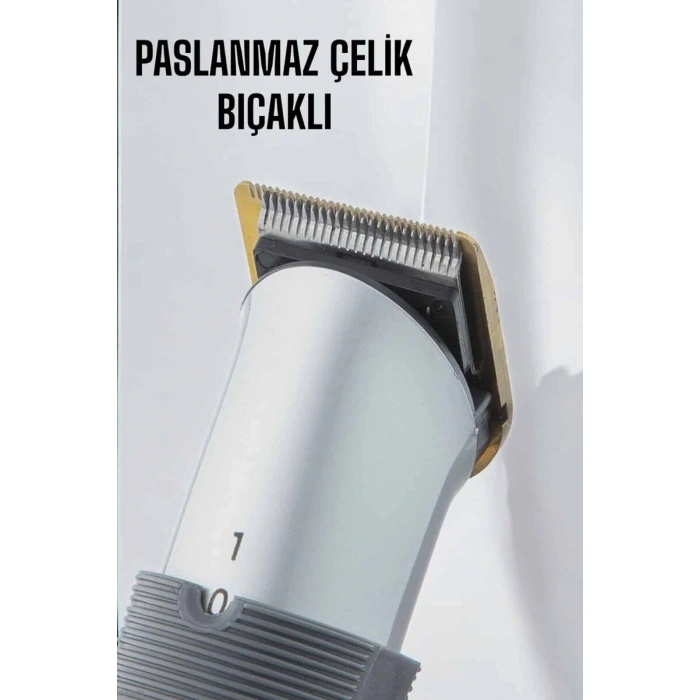 4 Taraklı Profesyonel Şarjlı Saç ve Sakal Kesme Tıraş Makinesi Seti