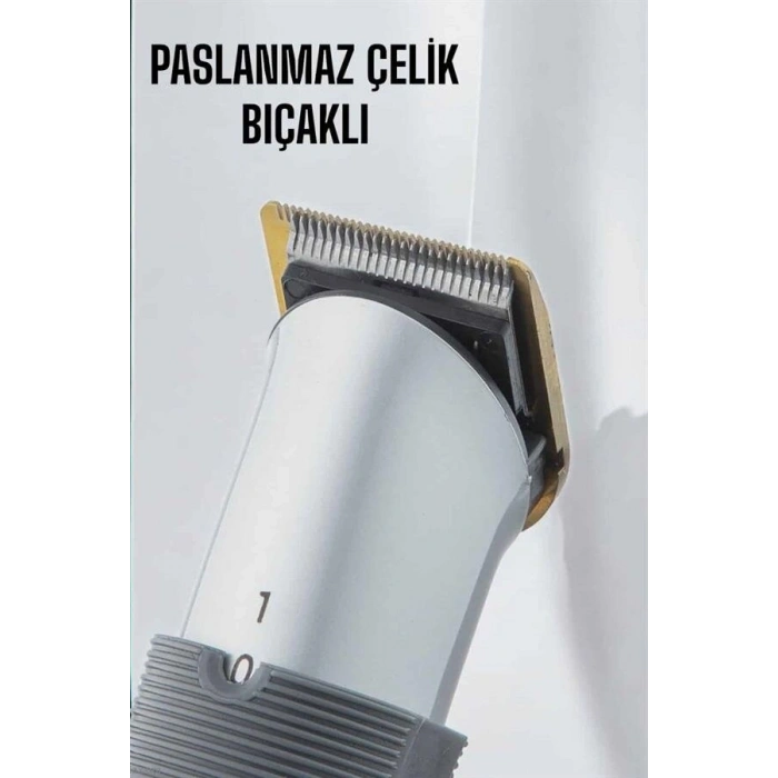 4 Taraklı Profesyonel Şarjlı Saç ve Sakal Kesme Tıraş Makinesi Seti