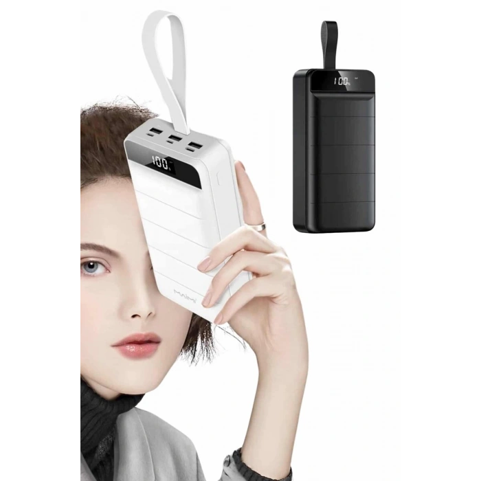50.000 Mah Powerbank Turbo Hızlı Led Göstergeli Android İOS Uyumlu Taşınabilir Askılı
