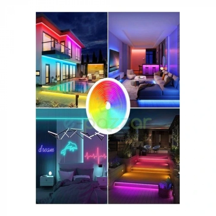 HERŞEYTREND 5m 16 Renk 4 Fonksiyonlu Esnek Şerit Neon LED