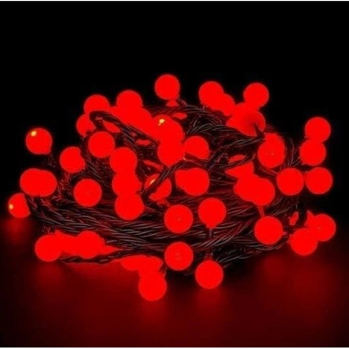 5m 28 Led Kırmızı Işık Siyah Kablo Fişli Eklemeli Mz-18-18