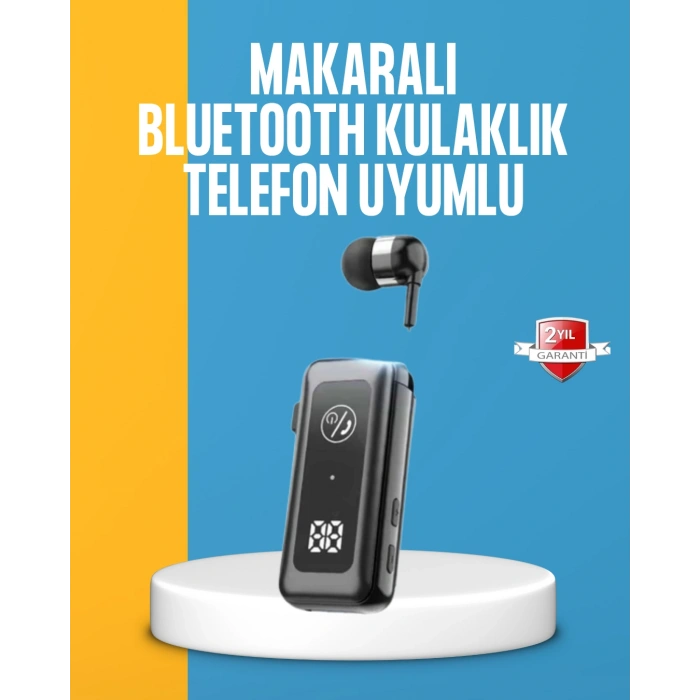 HERŞEYTREND Dijital Ekranlı ve Hızlı Şarjlı Bluetooth 5.2 Makaralı Kulaklık