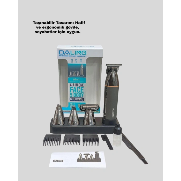 HERŞEYTREND 9’u 1 Arada Bakım Seti Güçlü Motorlu Saç Sakal Burun Kulak Trimmer