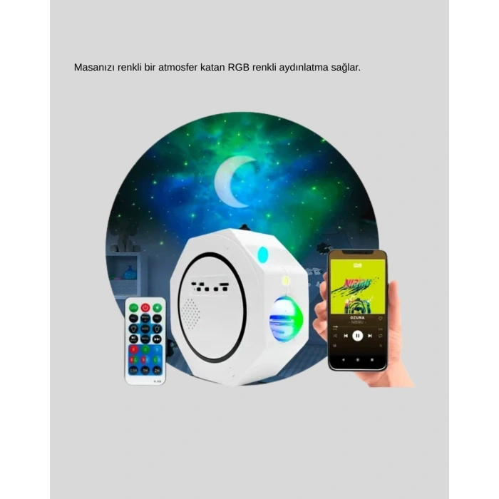 HERŞEYTREND Uzaktan Kumandalı Zamanlayıcılı Galaksi Yıldız Projektörü