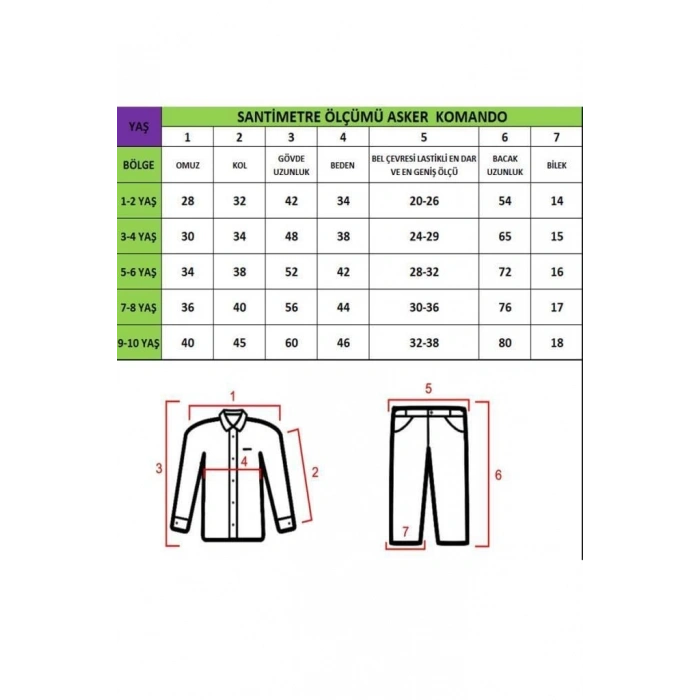HERŞEYTREND Çocuk Asker Kıyafeti Single (TSK)