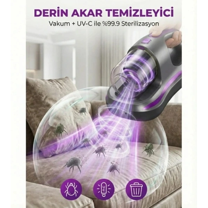 HERŞEYTREND UV Işık Teknolojili Güçlü Motorlu Yatak Temizleme Cihazı