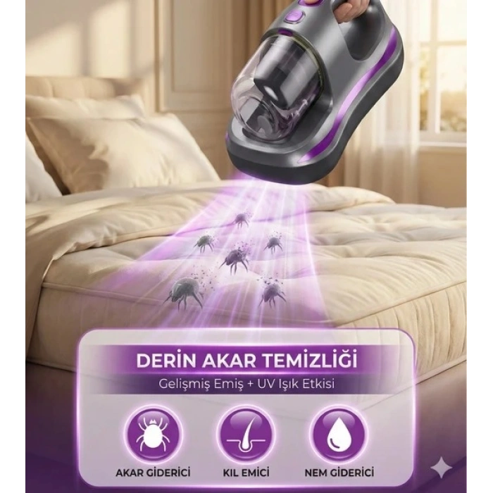 HERŞEYTREND UV Işık Teknolojili Güçlü Motorlu Yatak Temizleme Cihazı