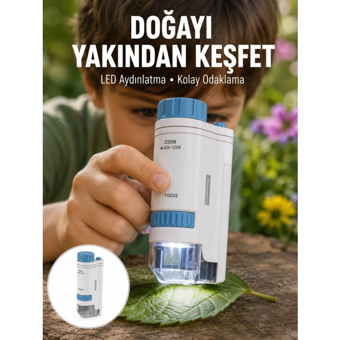 ABS Gövdeli Öğrenci ve Hobi Mikroskobu – Mavi Renk Yeni Nesil