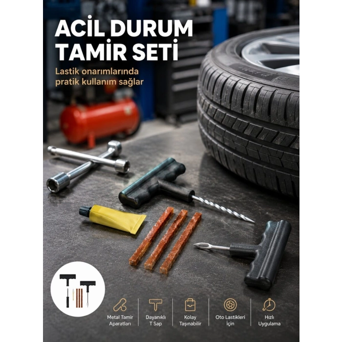 Acil Durumların Kurtarıcısı Çok Amaçlı Lastik Tamir Seti