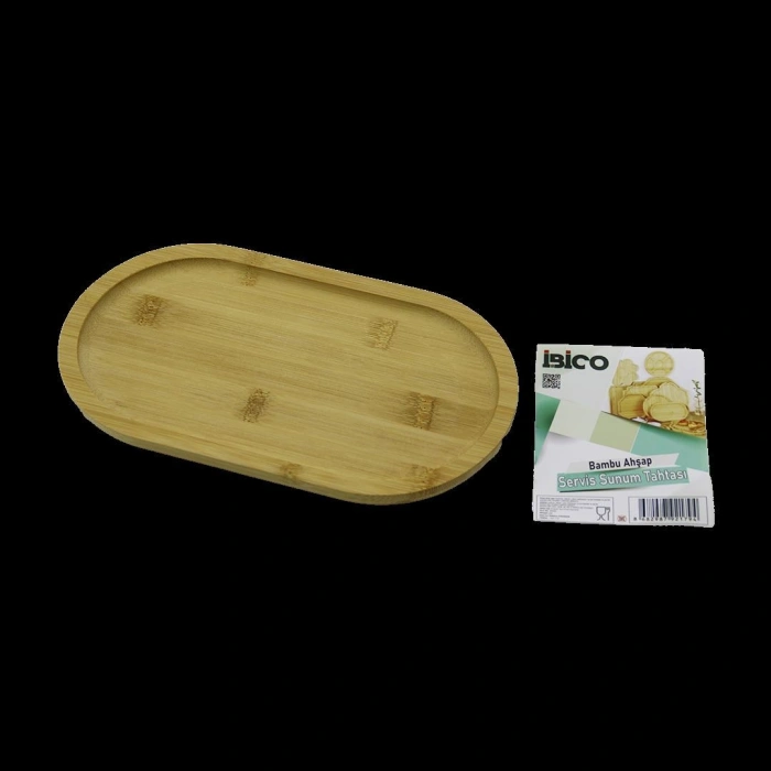 Ahşap Bambu Oval Mini Servis Tepsisi 25 x 14 x 1.4 cm