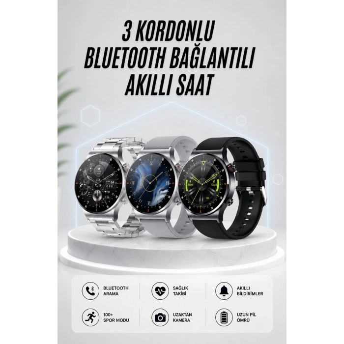 Akıllı Saat Amoled Ekran Bluetooth Bağlantılı Sesli Görüşme Nabız Ölçer