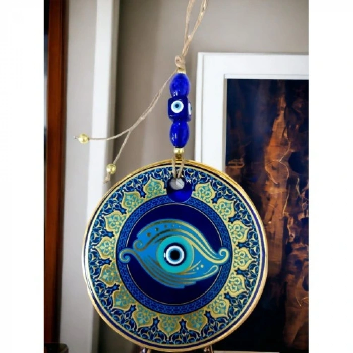 HERŞEYTREND Altın İşlemeli Balık Gözlü Nazar Boncuklu Duvar Süsü