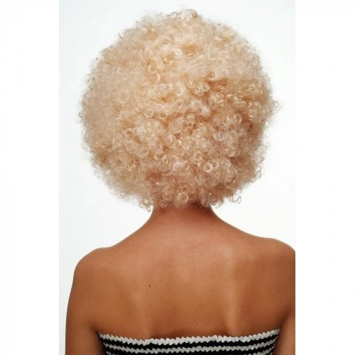 HERŞEYTREND Altın Renk Kıvırcık Afro Parti Peruğu