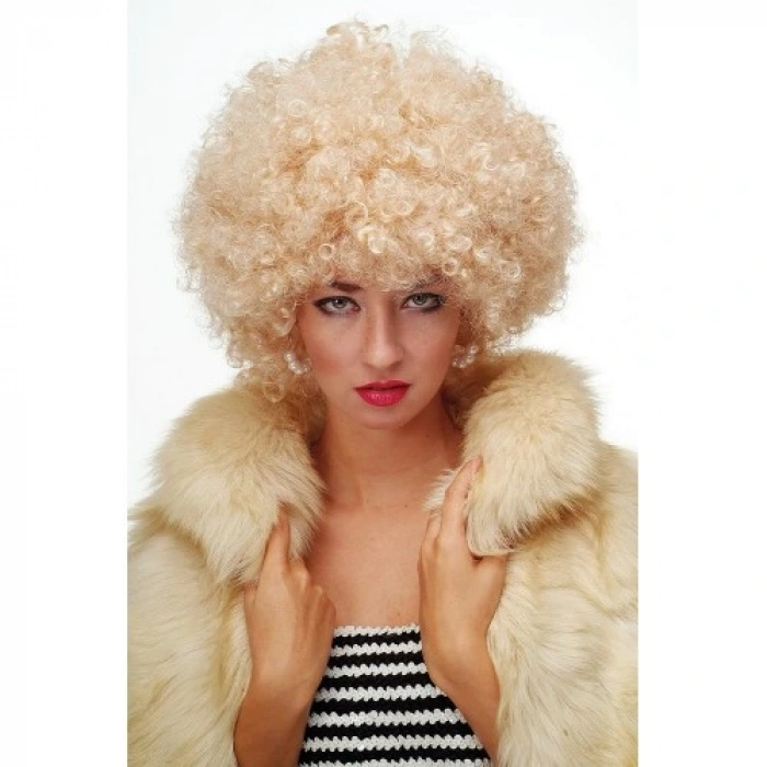 HERŞEYTREND Altın Renk Kıvırcık Afro Parti Peruğu