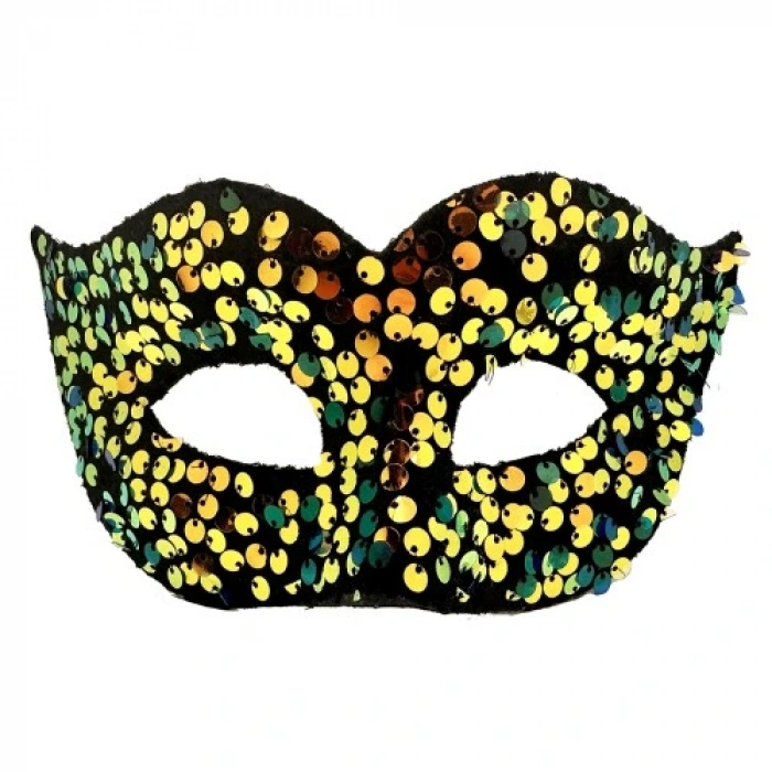HERŞEYTREND Altın Renk Pul Payet İşlemeli Balo Maskesi