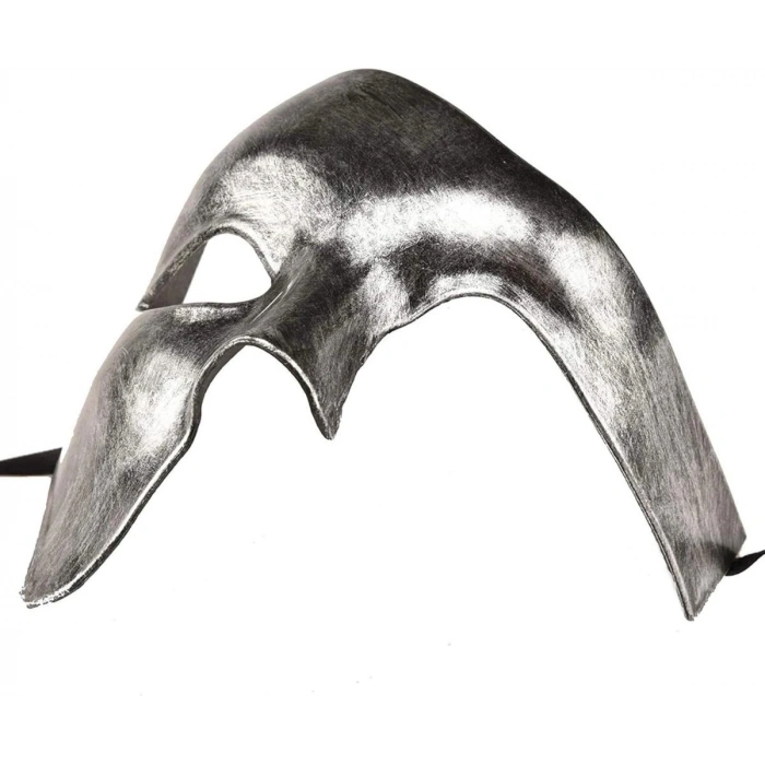 Antik Eskitme Gümüş Erkek Yarım Maske - Phantom Parti  Balo Maskesi