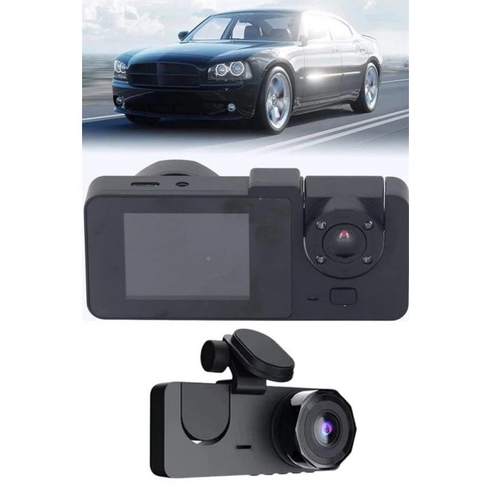 Araç İçi Dikiz Kamerası Sürüş Kaydedici 3 Lensli DVR Kamera